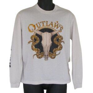 OUTLAWS Concert Tshirt, M, White Long Sleeve 1988, Vintage 80s, Southern Rock
